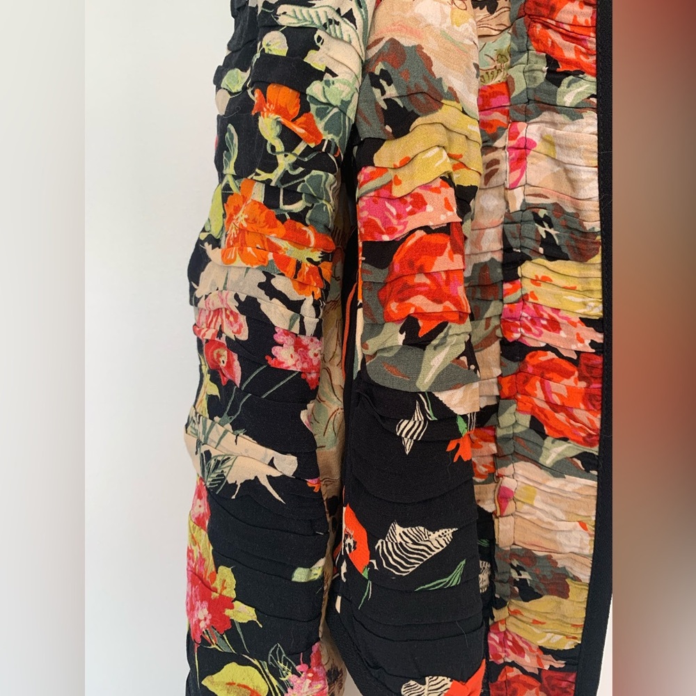 Zara Floral Patchwork Black Multicolor Blazer Jacket - Picture 6 of 9